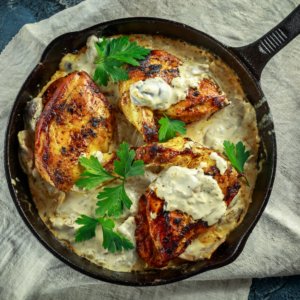 Suprême de volaille à la crème prise