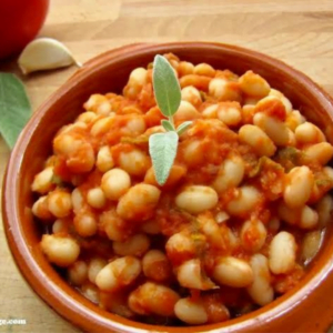 Haricot blanc sauce tomate et émincé de boeuf